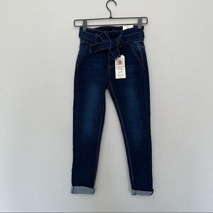 NWT GOGO star kids girls regular rise roll cuff paperbag tie waist jeans sz.10